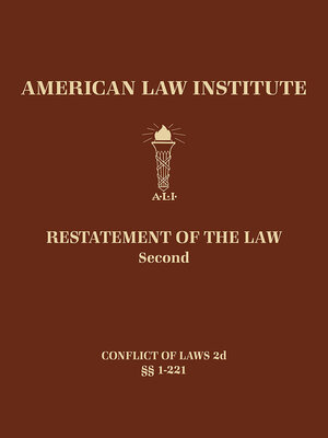 cover image of Restatement of the Law Second, Conflict of Laws